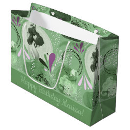 Bolsa De Regalo Grande Espectacular patrón de resumen verde de las sirena