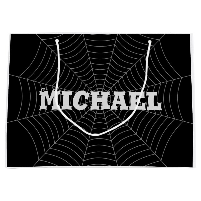 Bolsa De Regalo Grande Espectáculo de araña gris negra Patrón de Hallowee (Anverso)