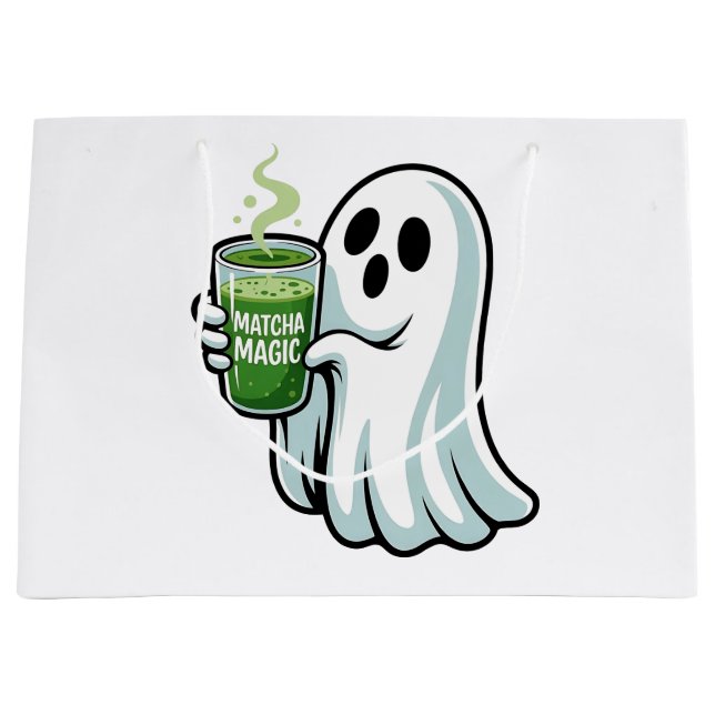 Bolsa De Regalo Grande Espeluznante Fantasma Bebiendo Matcha (Anverso)
