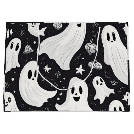 Bolsa De Regalo Grande Espeluznante Fantasma Halloween Blanco Negro