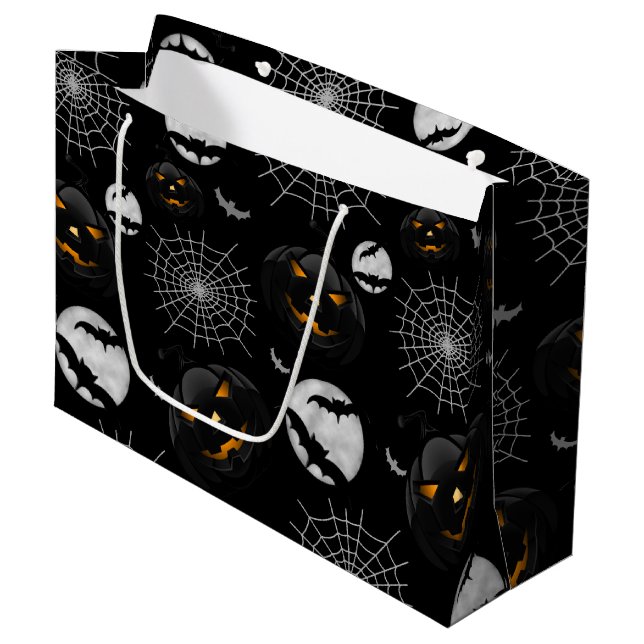 Bolsa De Regalo Grande Espeluznante Patrón oscuro de Halloween (Angulo Anverso)