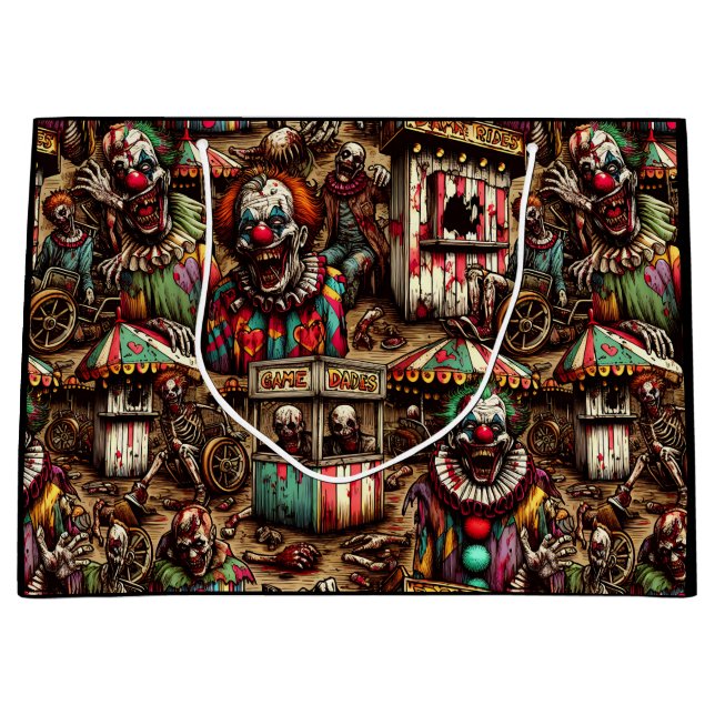 Bolsa De Regalo Grande Espeluznante Payaso Zombie Abandonado Carnaval (Anverso)