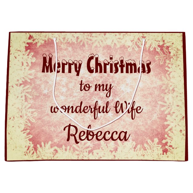Bolsa De Regalo Grande Esposa navideña personalizada (Anverso)