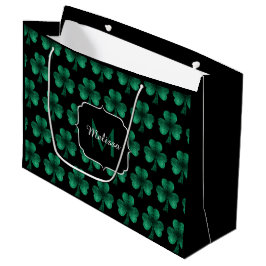 Bolsa De Regalo Grande Espuma verde esmeralda Shamrock negro Monograma