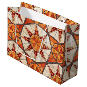 Bolsa De Regalo Grande Estallido de Estrella Rojo Fuego y Naranja - Mosai