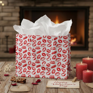 Bolsa De Regalo Grande Estampa de labios rojos en acuarela para el Día de
