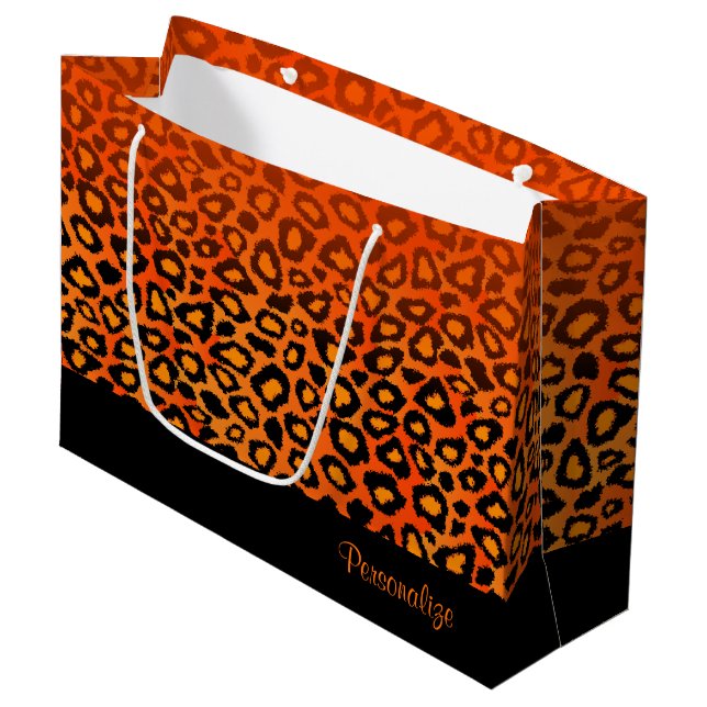 Bolsa De Regalo Grande Estampado de animales anaranjado del leopardo (Angulo Anverso)