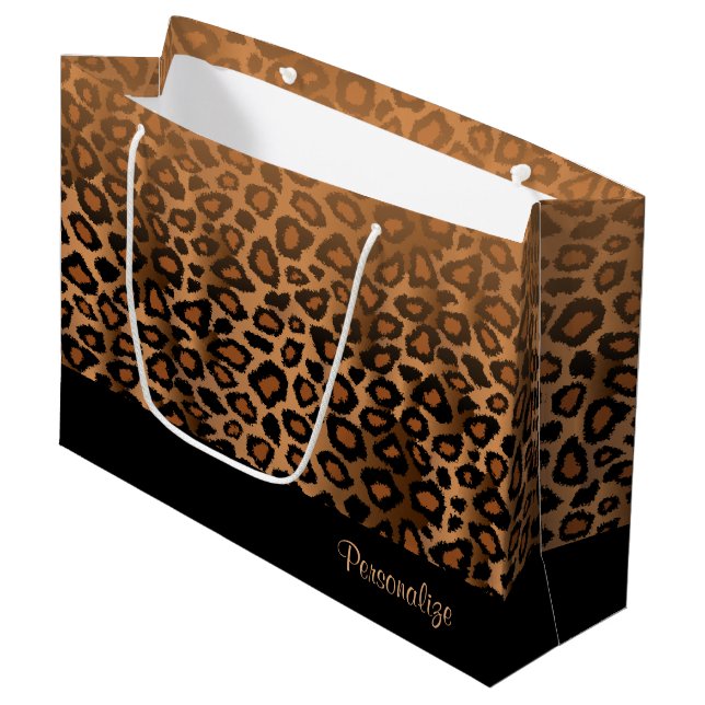 Bolsa De Regalo Grande Estampado de animales del leopardo de Brown (Angulo Anverso)