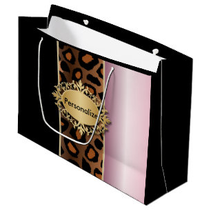 Bolsa De Regalo Grande Estampado de animales rosado, negro y del leopardo