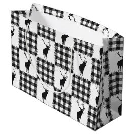 Bolsa De Regalo Grande Estampado de Ciervo a Cuadros de Búfalo Bosque Rús