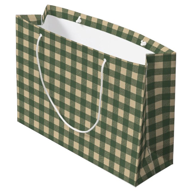 Bolsa De Regalo Grande Estampado de cuadros verdes estilo rústico campest (Angulo reverso)