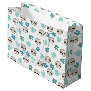 Bolsa De Regalo Grande Estampado de flores dulce de la pereza