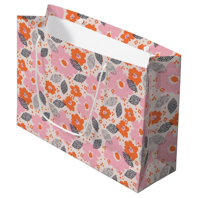 Bolsa De Regalo Grande Estampado de flores retro lindo (Angulo Anverso)