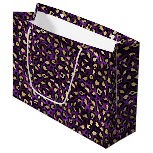 Bolsa De Regalo Grande Estampado de leopardo púrpura atrevido   Patrón de