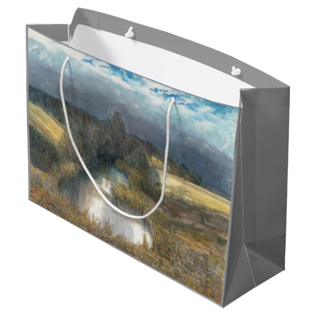 Bolsa De Regalo Grande estanque de otoño (Angulo reverso)