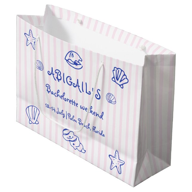 Bolsa De Regalo Grande Estantes de mar de garrapatas dibujados a mano azu (Angulo Anverso)