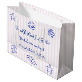 Bolsa De Regalo Grande Estantes de mar de garrapatas dibujados a mano azu