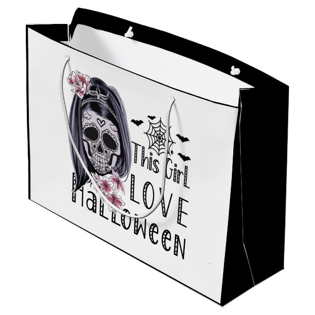 Bolsa De Regalo Grande Este Chica ama Halloween (Angulo reverso)