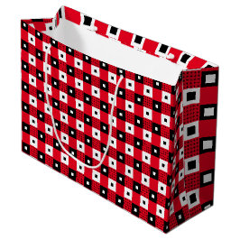 Bolsa De Regalo Grande Estética a cuadros vintage roja, negra y blanca