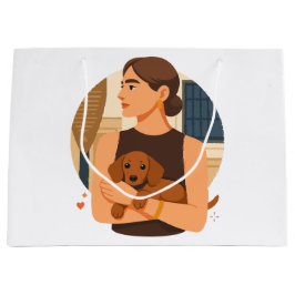 Bolsa De Regalo Grande Estética moderna de mamá de perro con cachorro lin