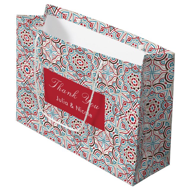 Bolsa De Regalo Grande Estilo geométrico parquear Boda metálico de cobre (Angulo Anverso)