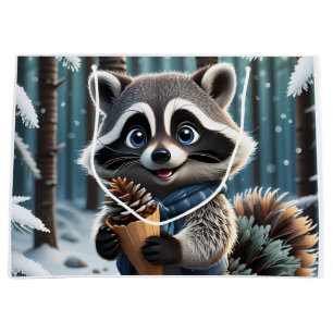 Bolsa De Regalo Grande Estilo kawaii lindo Raccoon con un cono de crema d