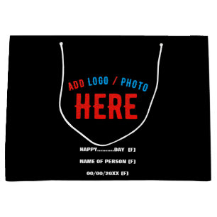 BOLSA DE REGALO GRANDE ESTILO MODERNO PERSONALIZABLE NEGRO VERIFICADO DE