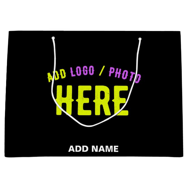 BOLSA DE REGALO GRANDE ESTILO MODERNO PERSONALIZABLE NEGRO VERIFICADO DE  (Anverso)