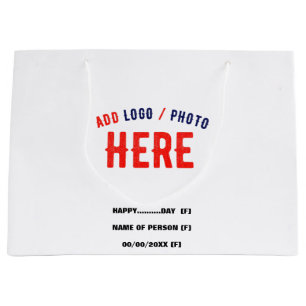 BOLSA DE REGALO GRANDE ESTILOSO MODERNO PERSONALIZABLE BLANCO VERIFICADO 