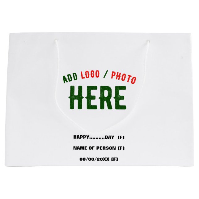 BOLSA DE REGALO GRANDE ESTILOSO MODERNO PERSONALIZABLE BLANCO VERIFICADO  (Anverso)