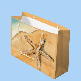 Bolsa De Regalo Grande Estrella de Mar Acuarela en la Playa
