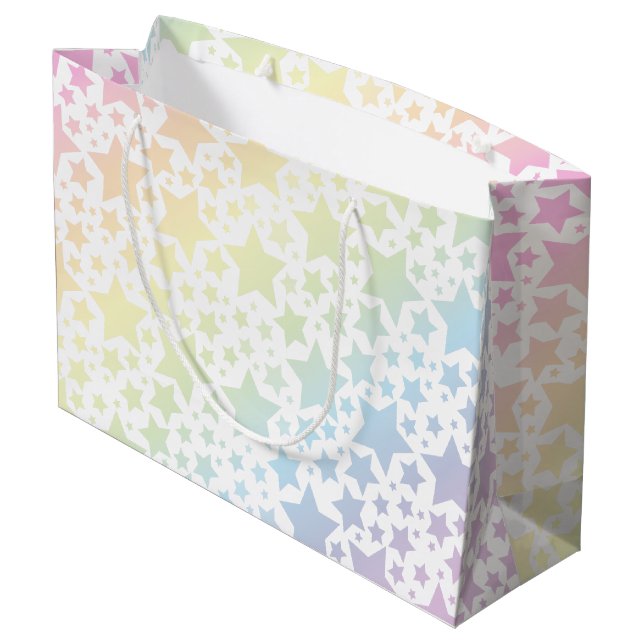 Bolsa De Regalo Grande Estrella del arcoiris Pastel Baby Shower (Angulo reverso)