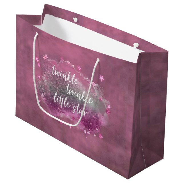 Bolsa De Regalo Grande Estrella pequeña Twinkle | Gris rosado rosado turb (Angulo Anverso)