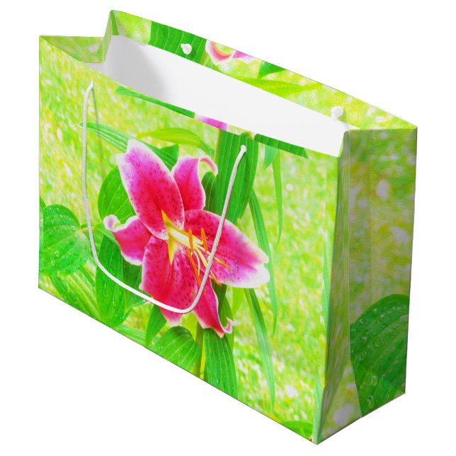 Bolsa De Regalo Grande Estrella rosa profunda bonito Lily en verde anime (Angulo Anverso)