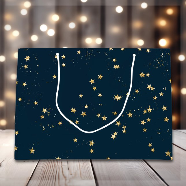 Bolsa De Regalo Grande Estrellas azul y oro de la marina | NAVIDADES (Subido por el creador)