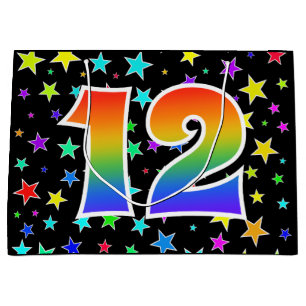 Bolsa De Regalo Grande Estrellas coloridas + Acontecimiento "12" del patr