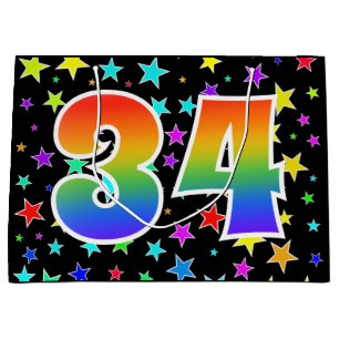 Bolsa De Regalo Grande Estrellas coloridas + Acontecimiento "34" del patr