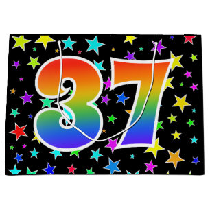 Bolsa De Regalo Grande Estrellas coloridas + Acontecimiento "37" del patr