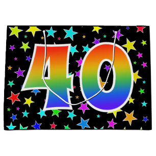 Bolsa De Regalo Grande Estrellas coloridas + Acontecimiento "40" del patr