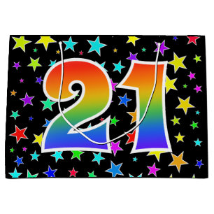 Bolsa De Regalo Grande Estrellas coloridas + Modelo "21" del arco iris