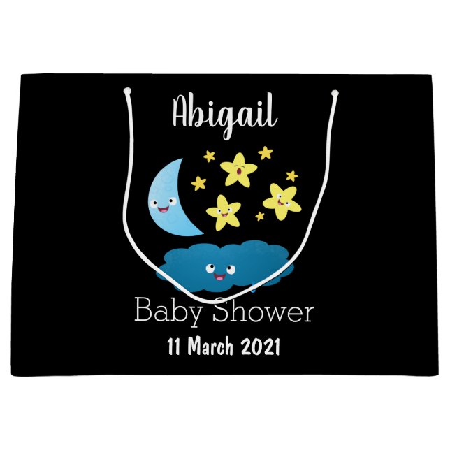 Bolsa De Regalo Grande Estrellas de canto, personalizado de luna y nube (Anverso)