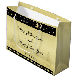 Bolsa De Regalo Grande Estrellas de Navidades brillantes de oro, trapos d