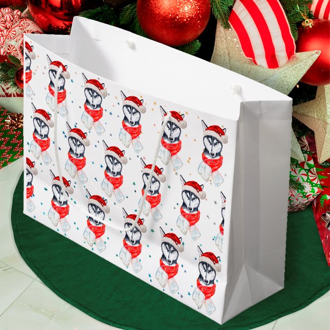 Bolsa De Regalo Grande Estrellas de Navidades de raza Husky Perro Siberia (Subido por el creador)
