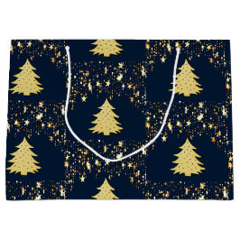 Bolsa De Regalo Grande Estrellas de oro y árbol de navidades con ornament