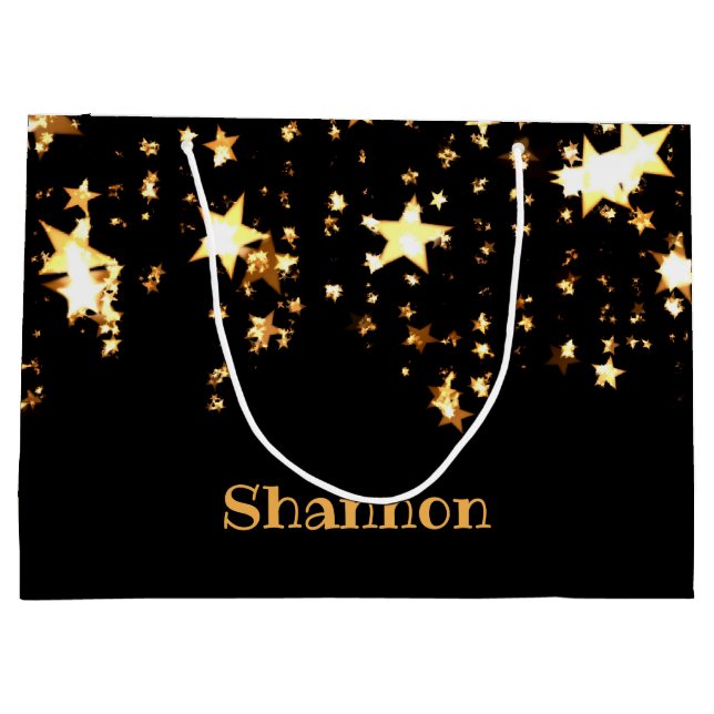 Bolsa De Regalo Grande Estrellas de oro y negro personalizadas - chispean (Reverso)