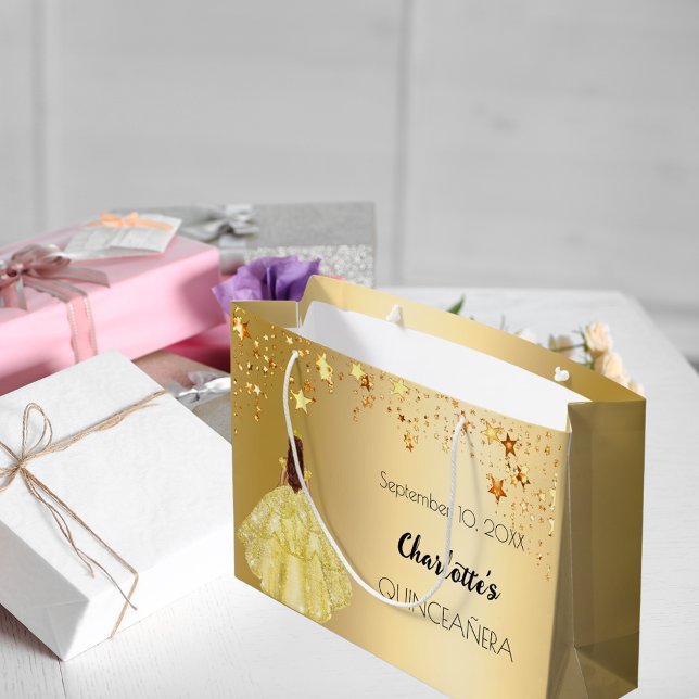 Bolsa De Regalo Grande Estrellas doradas de Quinceanera vestir tiara (Subido por el creador)