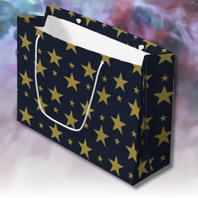Bolsa De Regalo Grande Estrellas doradas sobre azul marino - Elegante y a (Subido por el creador)