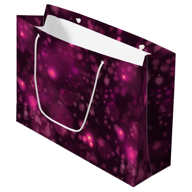 Bolsa De Regalo Grande Estrellas Purpurinas de Bokeh Rosa (Angulo Anverso)