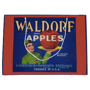 Bolsa De Regalo Grande Etiqueta de caja de manzanas Waldorf de los años 2