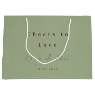 Bolsa De Regalo Grande Etiqueta de regalo de boda en verde salvia